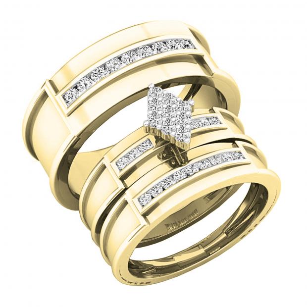 0.50 Carat (ctw) 18K Yellow Gold Round White Diamond Men & Women
