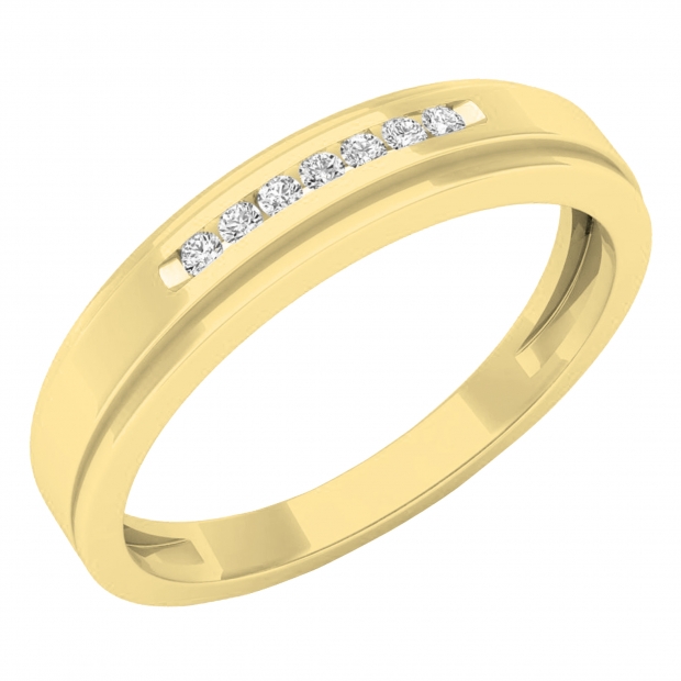 0.08 Carat (ctw) 14K Yellow Gold Round White Diamond Men