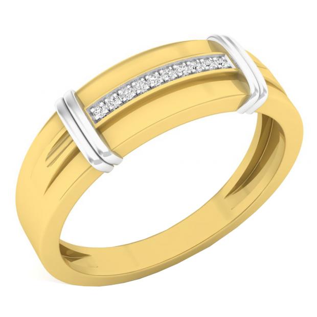 0.05 Carat (ctw) 10K Yellow Gold Round White Diamond Mens Wedding Fashion Band