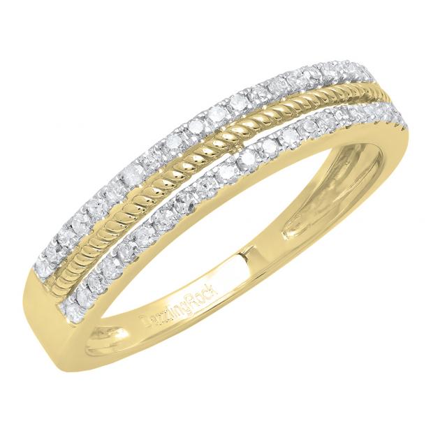0.22 Carat (ctw) 10K Yellow Gold Round White Diamond Anniversary Wedding Stackable Band 1/4 CT