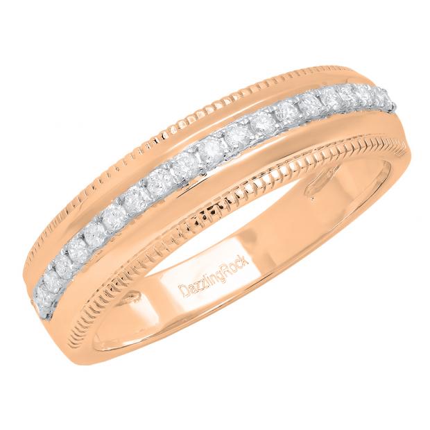 0.26 Carat (ctw) 10K Rose Gold Round White Diamond Men