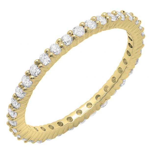 0.57 Carat (ctw) 10K Yellow Gold Round Diamond Ladies Eternity Wedding Stackable Band 1/2 CT