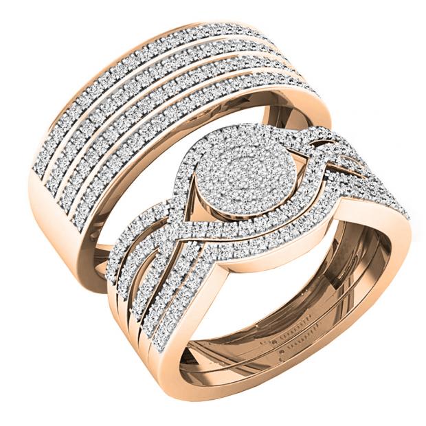 0.86 Carat (ctw) 14K Rose Gold Round White Diamond Men & Women