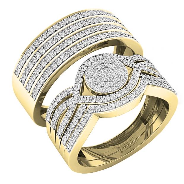 0.86 Carat (ctw) 14K Yellow Gold Round White Diamond Men & Women