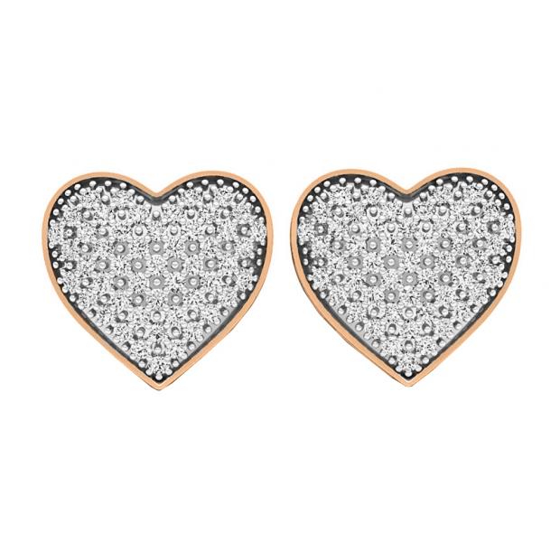 0.35 Carat (ctw) 10K Rose Gold Round White Diamond Ladies Heart Shape Stud Earrings 1/3 CT