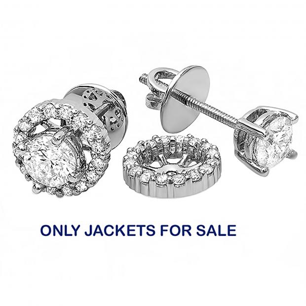 0.30 Carat (ctw) 14K White Gold Round Diamond Removable Jackets for Stud Earrings 1/3 CT