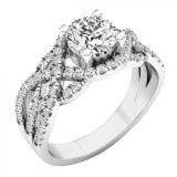1.17 Carat (ctw) 14K White Gold Round Diamond Crossover Split Shank Bridal Engagement Ring 1/2 CT