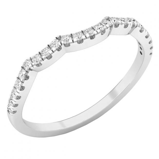 0.15 Carat (cttw) Round Diamond Ladies Anniversary Wedding Stackable Contour Guard Band 10K White Gold