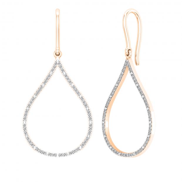 0.20 Carat (ctw) 10K Rose Gold Round White Diamond Ladies Teardrop Earrings 1/5 CT