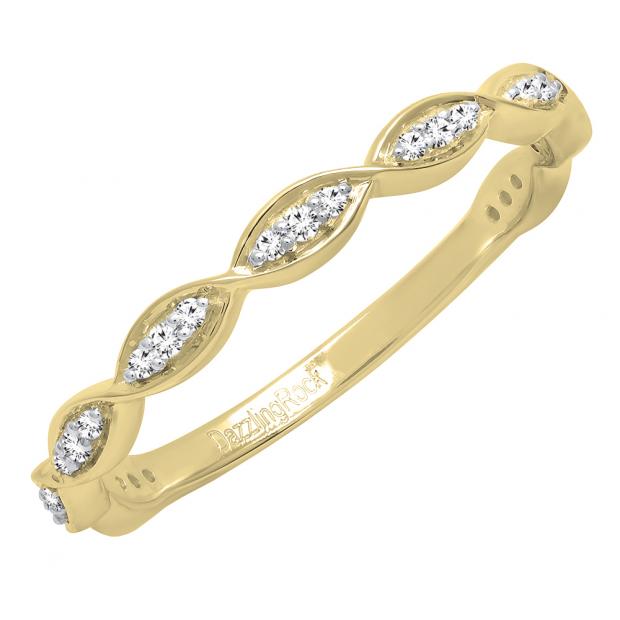 0.15 Carat (ctw) 14K Yellow Gold Round Diamond Ladies Twisted Swirl Style Wedding Band