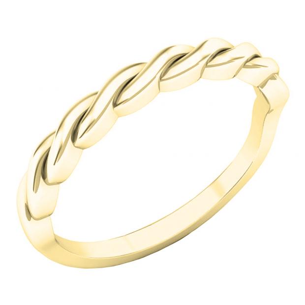 14K Yellow Gold Ladies Swirl Anniversary Wedding Band Stackable Ring