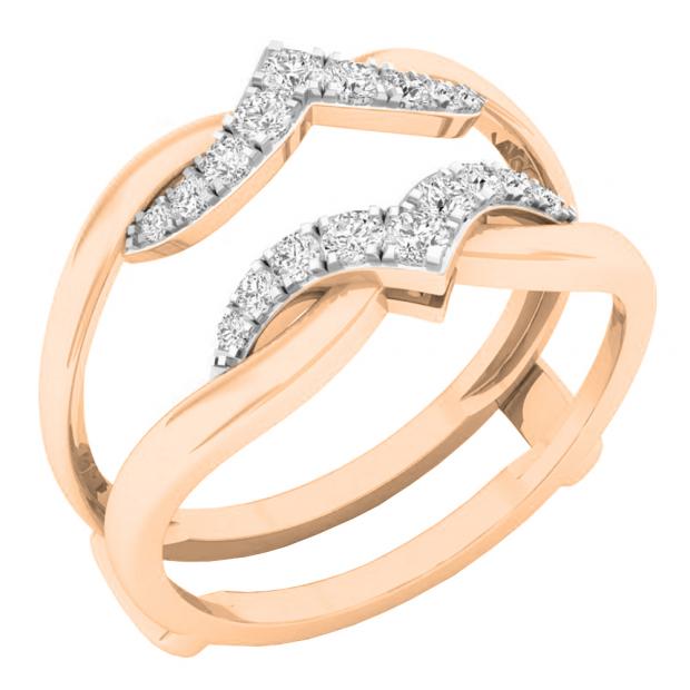 0.30 Carat (ctw) 10K Rose Gold Round Diamond Ladies Anniversary Band Double Guard Ring 1/3 CT