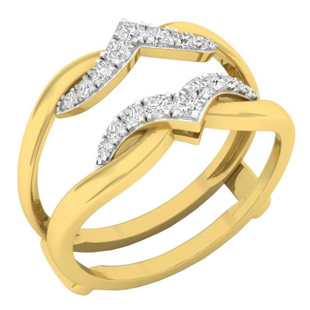 0.30 Carat (ctw) 10K Yellow Gold Round Diamond Ladies Anniversary Band Double Guard Ring 1/3 CT
