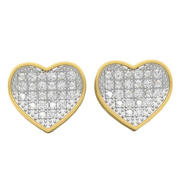 0.23 Carat (ctw) 18K Yellow Gold Plated Sterling Silver Round Diamond Ladies Stud Earrings 1/4 CT