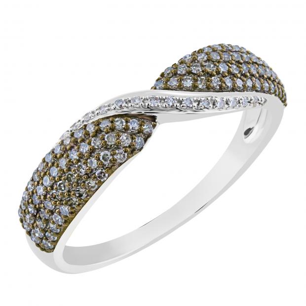0.55 Carat (ctw) 10K White Gold Round Champagne & White Diamond Ladies Right Hand Ring 1/2 CT