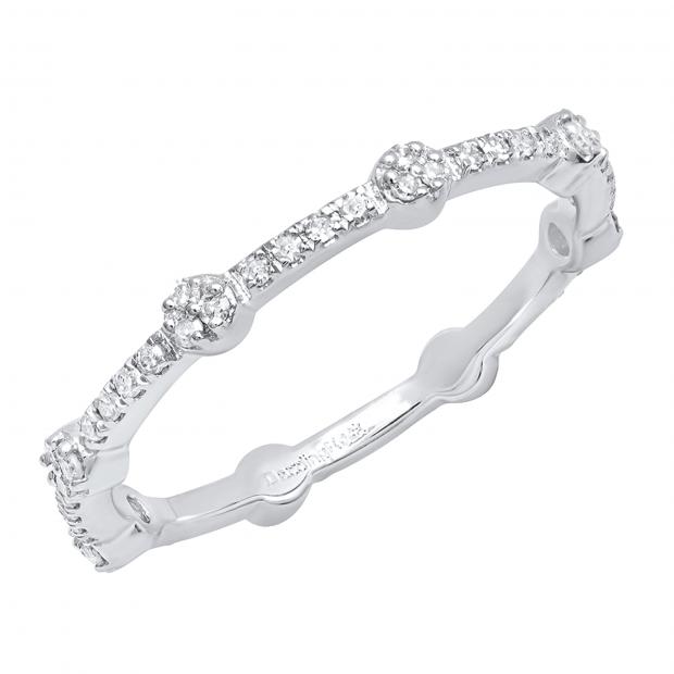 0.25 Carat (ctw) 10K White Gold Round Diamond Ladies Eternity Wedding Stackable Band 1/4 CT