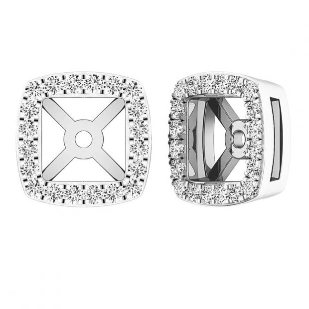 0.25 Carat (ctw) 18K White Gold Round White Diamond Removable Jackets For Stud Earrings 1/4 CT