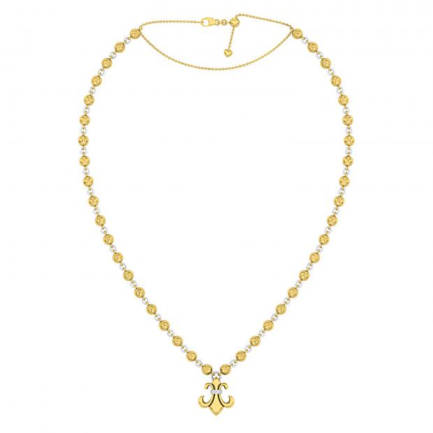 0.07 Carat (ctw) 10K White & Yellow Gold Round White Diamond Ladies Fleur De Lis Necklace