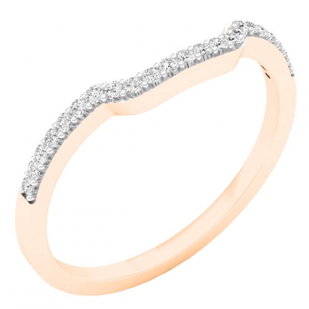 0.15 Carat (ctw) 10K Rose Gold Round Diamond Ladies Stackable Wedding Contour Band Guard Ring