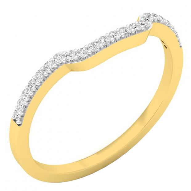 0.15 Carat (ctw) 10K Yellow Gold Round Diamond Ladies Stackable Wedding Contour Band Guard Ring