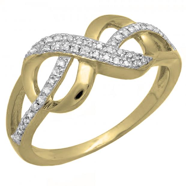 0.14 Carat (ctw) 18K Yellow Gold Plated Sterling Silver Round Diamond Ladies Infinity Promise Ring