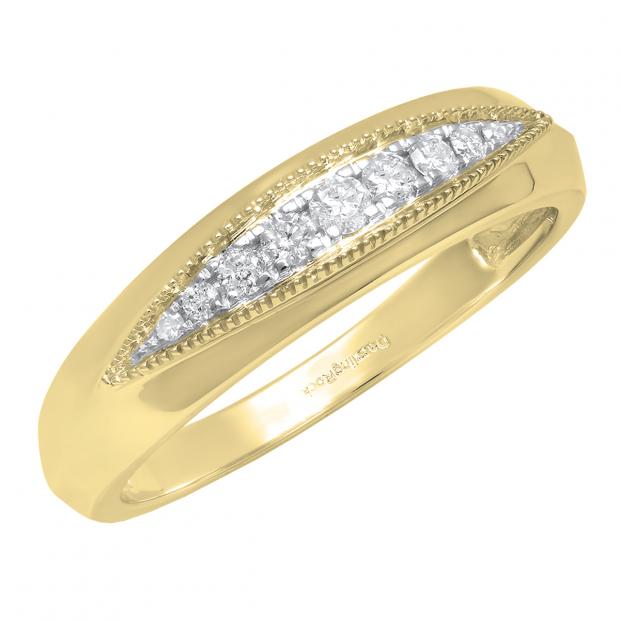 0.20 Carat (ctw) 10K Yellow Gold Round Diamond Ladies Anniversary Wedding Stackable Band 1/5 CT