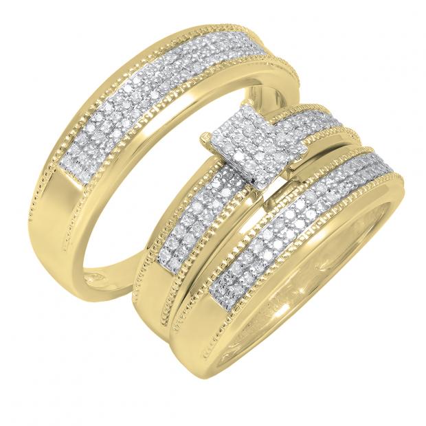0.55 Carat (ctw) 10K Yellow Gold Round White Diamond Men & Women