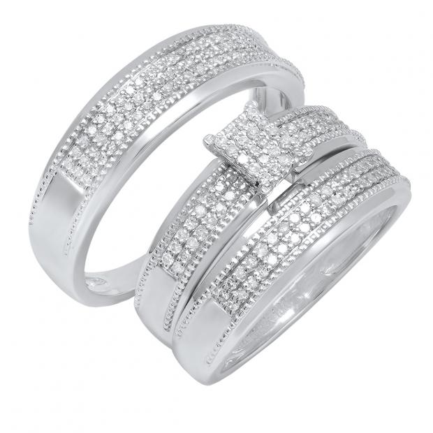 0.55 Carat (ctw) 18K White Gold Round White Diamond Men & Women