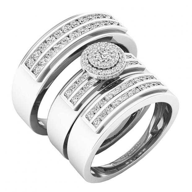 0.90 Carat (ctw) 10K White Gold Round Diamond Men & Women