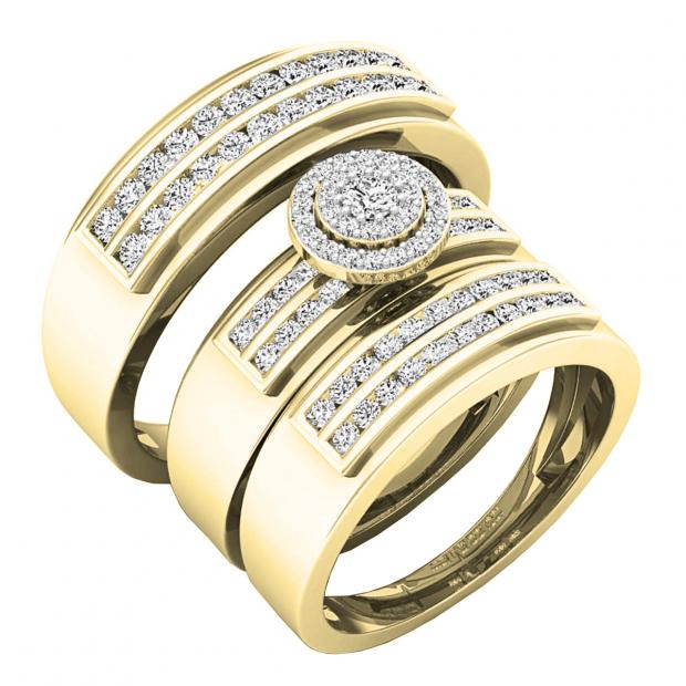 0.90 Carat (ctw) 10K Yellow Gold Round Diamond Men & Women