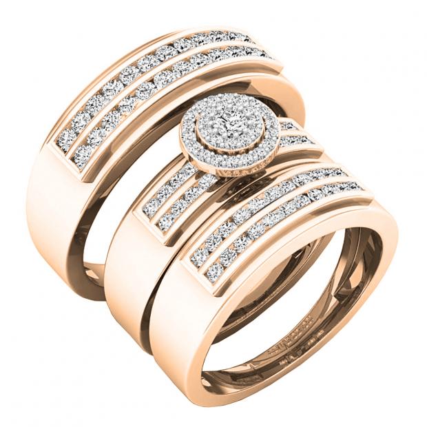 0.90 Carat (ctw) 14K Rose Gold Round Diamond Men & Women