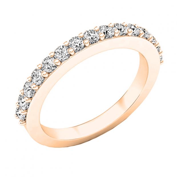 0.40 Carat (ctw) 10K Rose Gold Round White Diamond Ladies Wedding Anniversary Stackable Band Ring