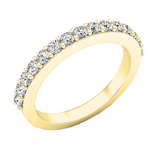 0.40 Carat (ctw) 10K Yellow Gold Round White Diamond Ladies Wedding Anniversary Stackable Band Ring