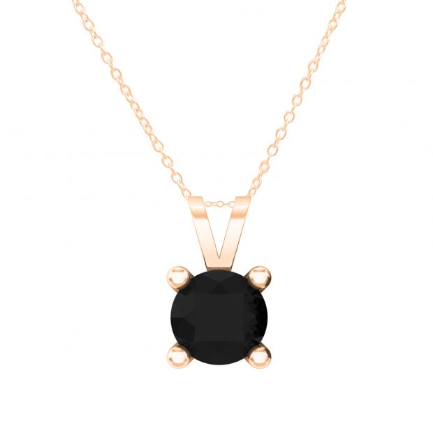 0.50 Carat (ctw) 10K Rose Gold Round Diamond Solitaire Pendant (Gold Chain Included) 1/2 CT