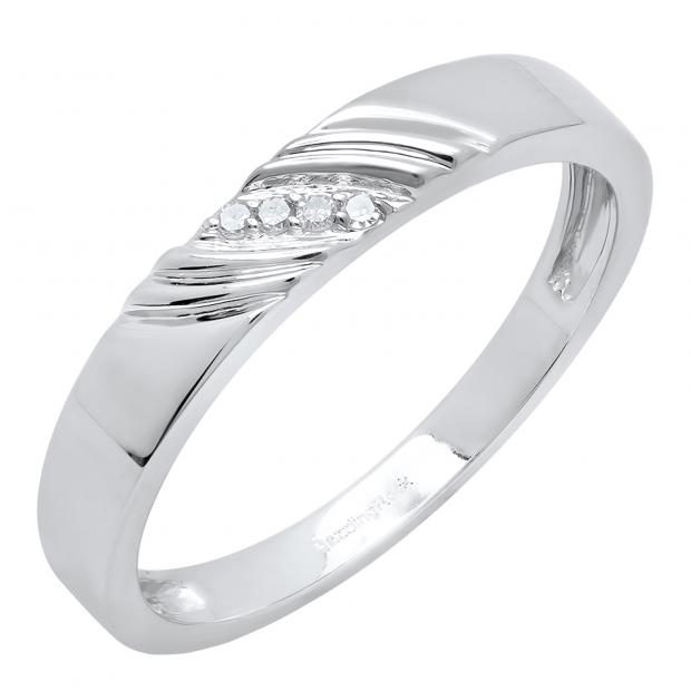 0.05 Carat (ctw) 10K White Gold Round White Diamond Men