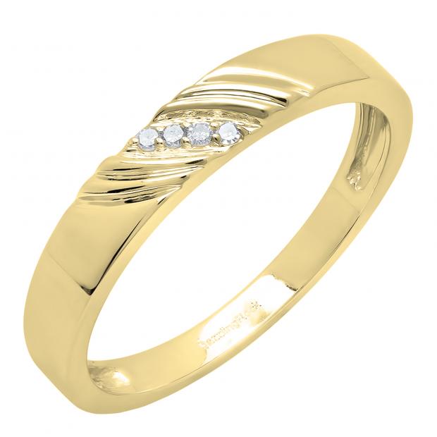 0.05 Carat (ctw) 10K Yellow Gold Round White Diamond Men