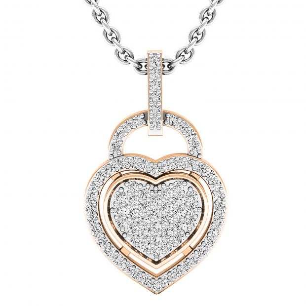 0.24 Carat (ctw) 10K Rose Gold Round Diamond Ladies Heart Pendant 1/4 CT (Silver Chain Included)