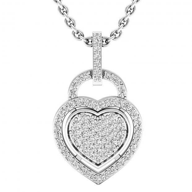 0.24 Carat (ctw) 14K White Gold Round Diamond Ladies Heart Pendant 1/4 CT (Silver Chain Included)