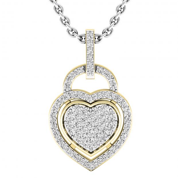 0.24 Carat (ctw) 14K Yellow Gold Round Diamond Ladies Heart Pendant 1/4 CT (Silver Chain Included)