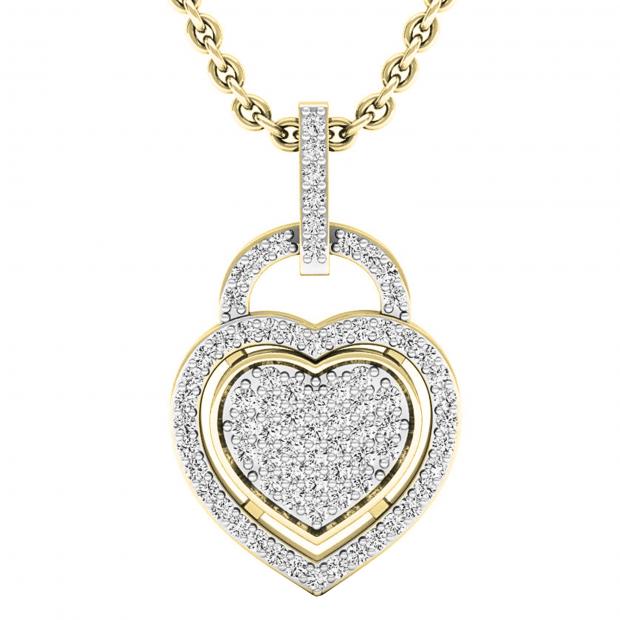 0.24 Carat (ctw) 10K Yellow Gold Round Diamond Ladies Heart Pendant 1/4 CT (Gold Chain Included)