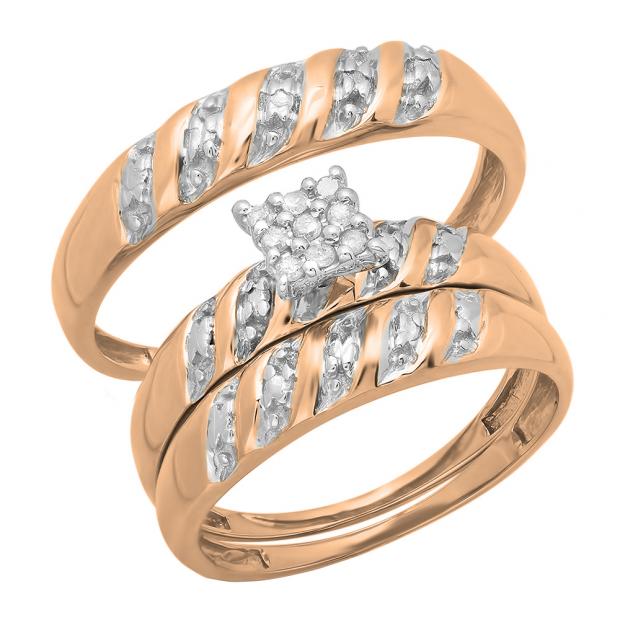 0.10 Carat (ctw) 10K Rose Gold Round White Diamond Ladie