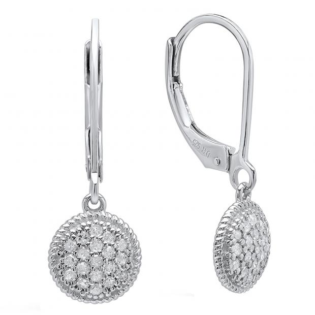 0.35 Carat (ctw) Sterling Silver Round White Diamond Dangling Drop Earrings 1/3 CT