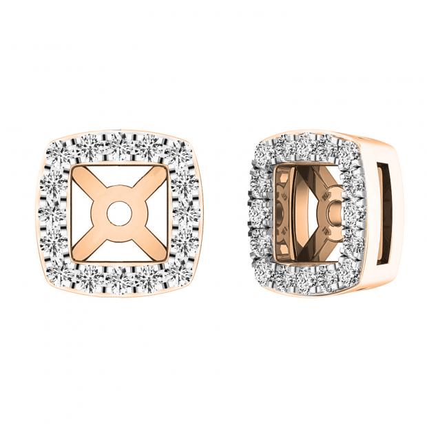 0.15 Carat (ctw) 10K Rose Gold Round Diamond Removable Jackets For Stud Earrings