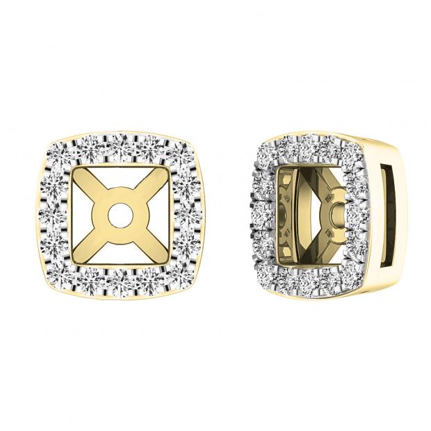 0.15 Carat (ctw) 10K Yellow Gold Round Diamond Removable Jackets For Stud Earrings