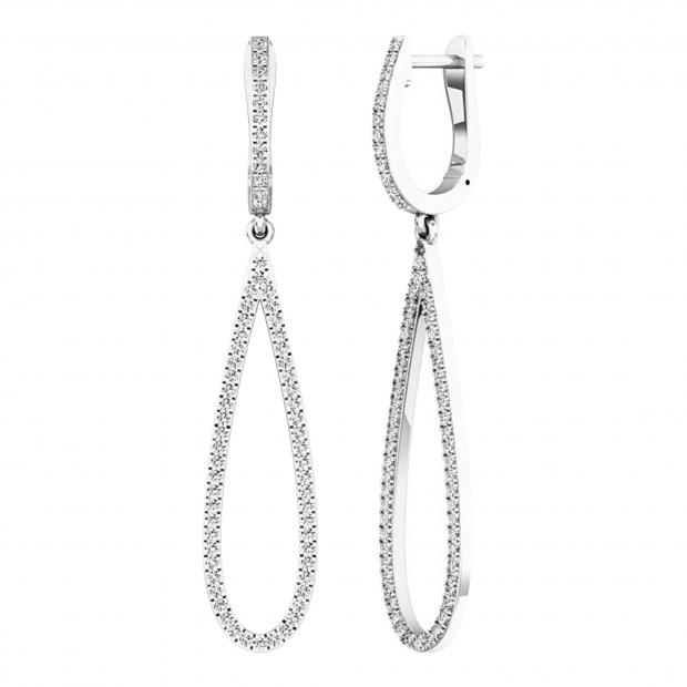 0.55 Carat (ctw) Sterling Silver Round White Diamond Ladies Teardrop Dangling Earrings 1/2 CT