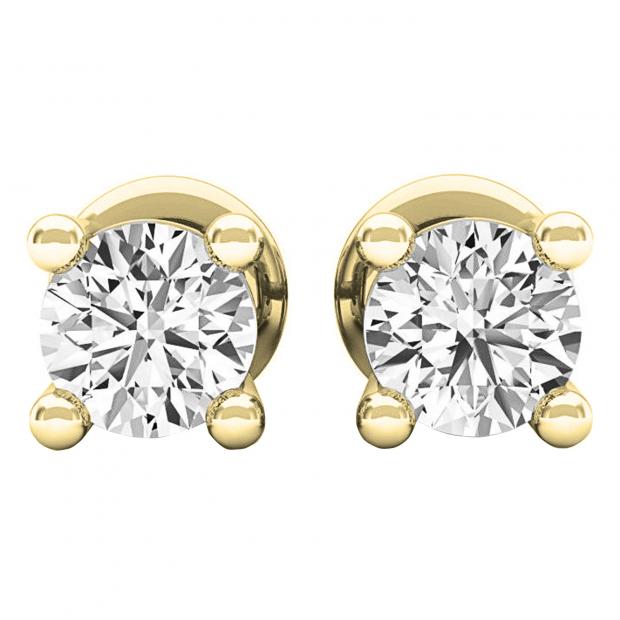 0.35 Carat (ctw) 18K Yellow Gold Round White Diamond Ladies Stud Earrings 1/3 CT