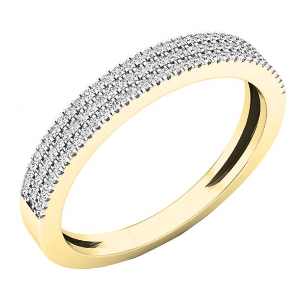 0.20 Carat (ctw) 10K Yellow Gold Round Diamond Ladies Bridal Anniversary Wedding Band 1/5 CT