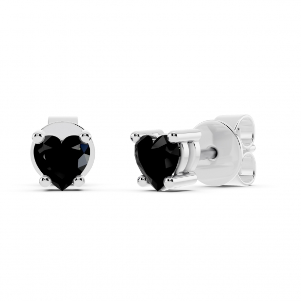 0.50 Carat (cttw) Heart Black Diamond Ladies Stud Earrings 1/2 CT 18K White Gold