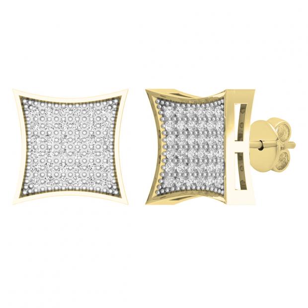 0.30 Carat (ctw) 18K Yellow Gold Plated Sterling Silver Round Diamond Mens Stud Earrings 1/3 CT