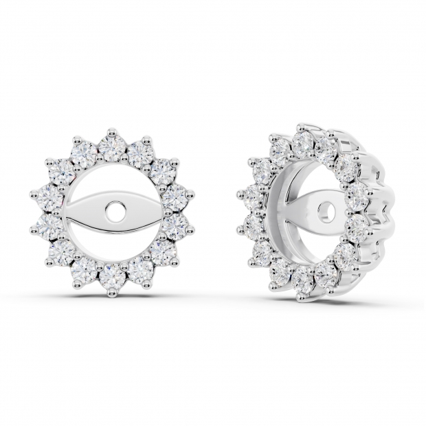 0.30 Carat (Ctw) Sterling Silver Round Diamond Ladies Removable Jackets For Stud Earrings 1/3 CT